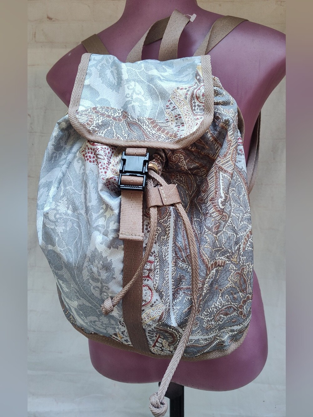 Lesportsac Tan/Blue Paisley Mini Backpack